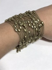 Lydell NYC Fashion Bracelet Brushed Goldtone Sliding Bead Multi Strand Glam