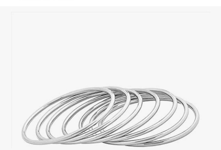 Edforce Stainless Steel Glossy Thin Round Bangle Bracelet Set for Women Set of 7 gallery