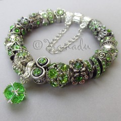 Genuine Sterling Pandora Bracelet w/ European Peridot Green August Birthstones