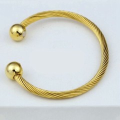 Men’s Stainless-Steel 7″ Round Cuff Bracelet Gold plated*Box,Discount