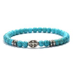 Men’s Cross Beaded Bracelet Lava Turquoise Tiger Eye Viking Style