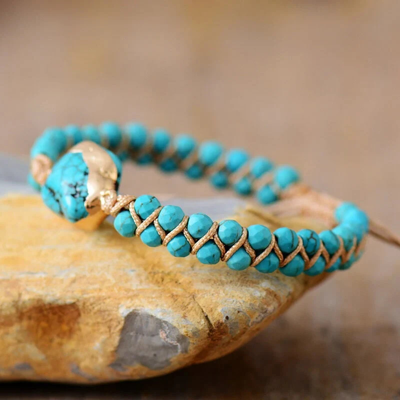 2025HOT Natural Turquoise Raw Stone Emotional Healing Energy Bracelet Reiki Gift gallery