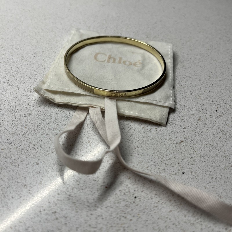 CHLOE cream & gold enamel bangle bracelet vintage (thin style) 21 x 6.5 x 0.5cm gallery