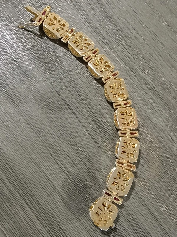 Lab Created Ruby Cubic Zirconia Gold And Silver Tone Bracelet gallery