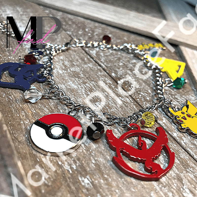 Pokemon GO Charm Bracelet Lobster Claw Closure Fashion Vintage Jewelry GIFT BOX gallery
