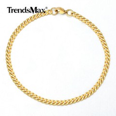 3/5/7MM MENS Womens Chain Gold Plated Stainless Steel Curb Link Bracelet 7-11″