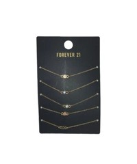 FOREVER 21 gold tone metal Bracelets Set of 5 Adjustables Chain with Stones New