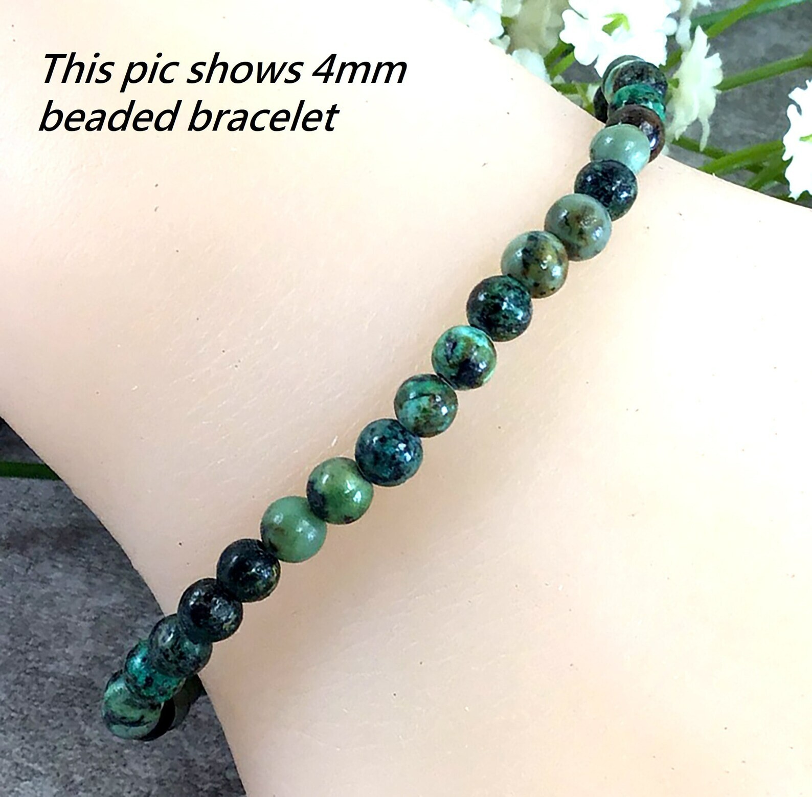 Natural African Turquoise 4mm beads Healing Bohemian women men stretch bracelet gallery