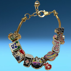 Add A Charm Bracelet Taylor Swift -Travel -Coffee -Guitar- Enamel Gold Tone
