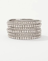 WHBM Rhinestone 10-Pack Stretch Sparkle Bling Bracelets Silver Tone NWT