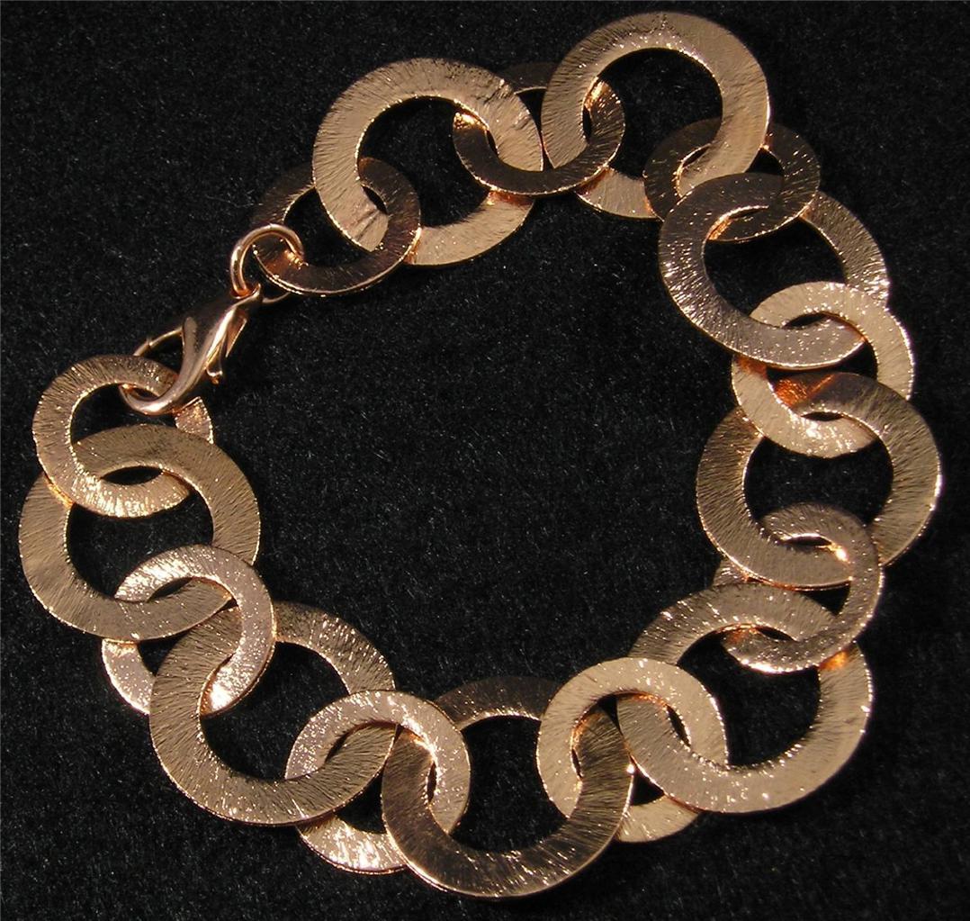 Brushed Textured Solid Copper Medium Round Chain Bracelet 7 1/2" - 8 1/4" gallery