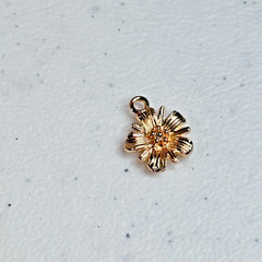 Flower Bracelet Charm Gold Tone Necklace Pendant Floral Nature Plant