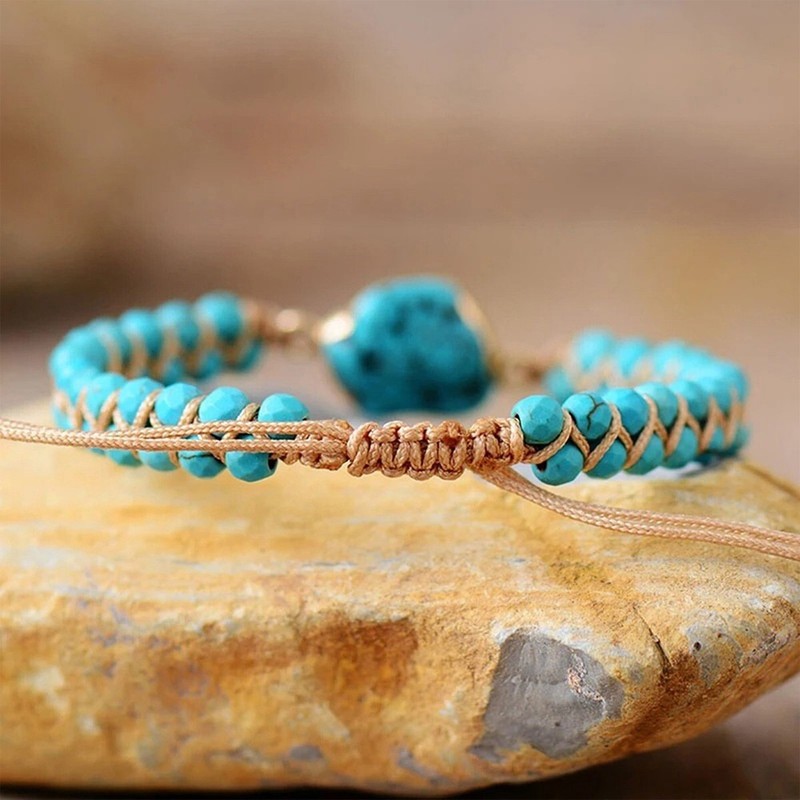 Turquoise Stone Bracelet Handmade Healing Meditation Women Men Bracelet Gift gallery