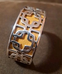 Brighton Christo Innsbruck Narrow Cuff Bracelet Buckskin/blue Leather Insert