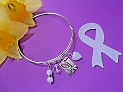 LUNG CANCER AWARENESS CHARM BANGLE BRACELET
