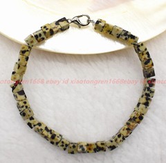 Charming Pretty Natural 5x5mm Square Dalmatian Jasper Gemstone Bracelet 7-9in