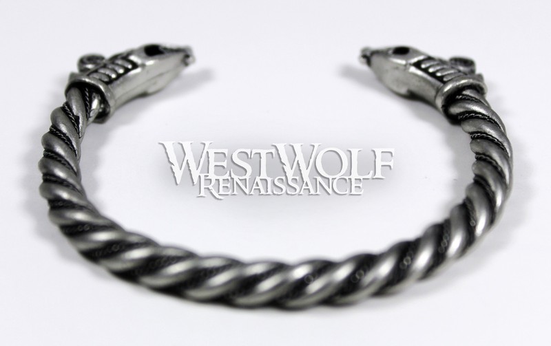 Silver Viking Dragon Bracelet/Torc/Torque -- Norse/Medieval/Jewelry/Skyrim NEW gallery