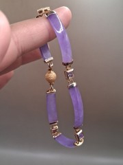 Gold Tone Purple Gemstone Bar Link Bracelet 8.5″