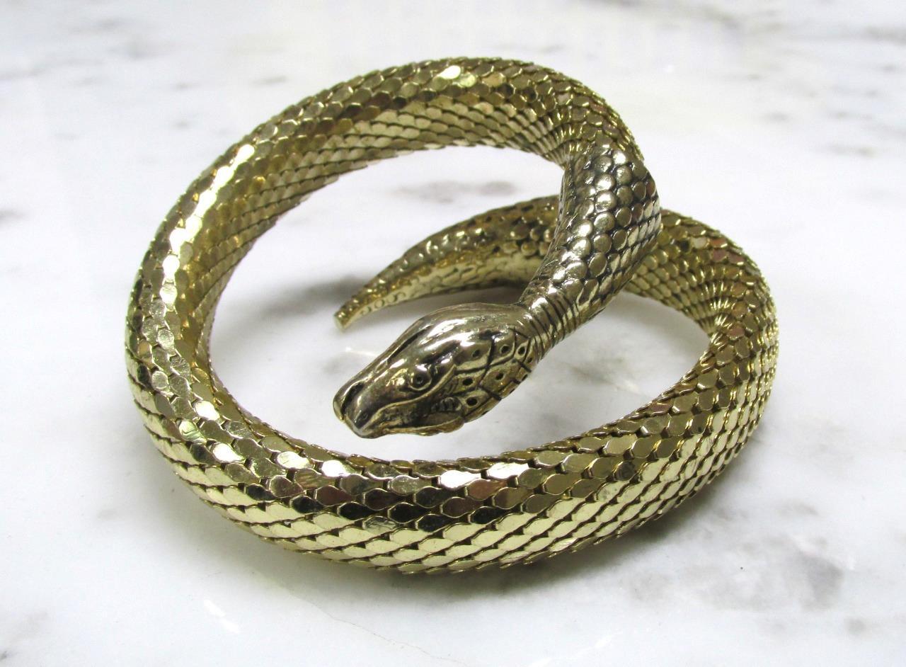 Gold Tone Mesh Snake Design Wrap Bracelet ~ 59grams ~ 2-F308 gallery