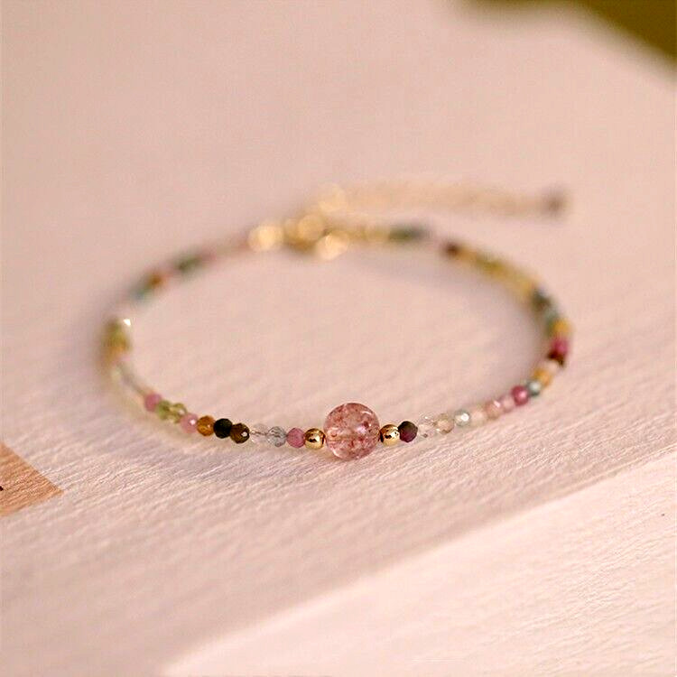 Handmade Tourmaline Faceted Beads Healing Protection Women Minimalist Bracelet gallery