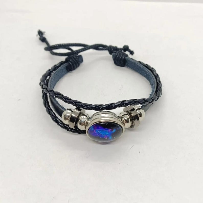 Capricorn Zodiac Leather Bracelet With Cosmic Galaxy Charm And Metal Beads gallery