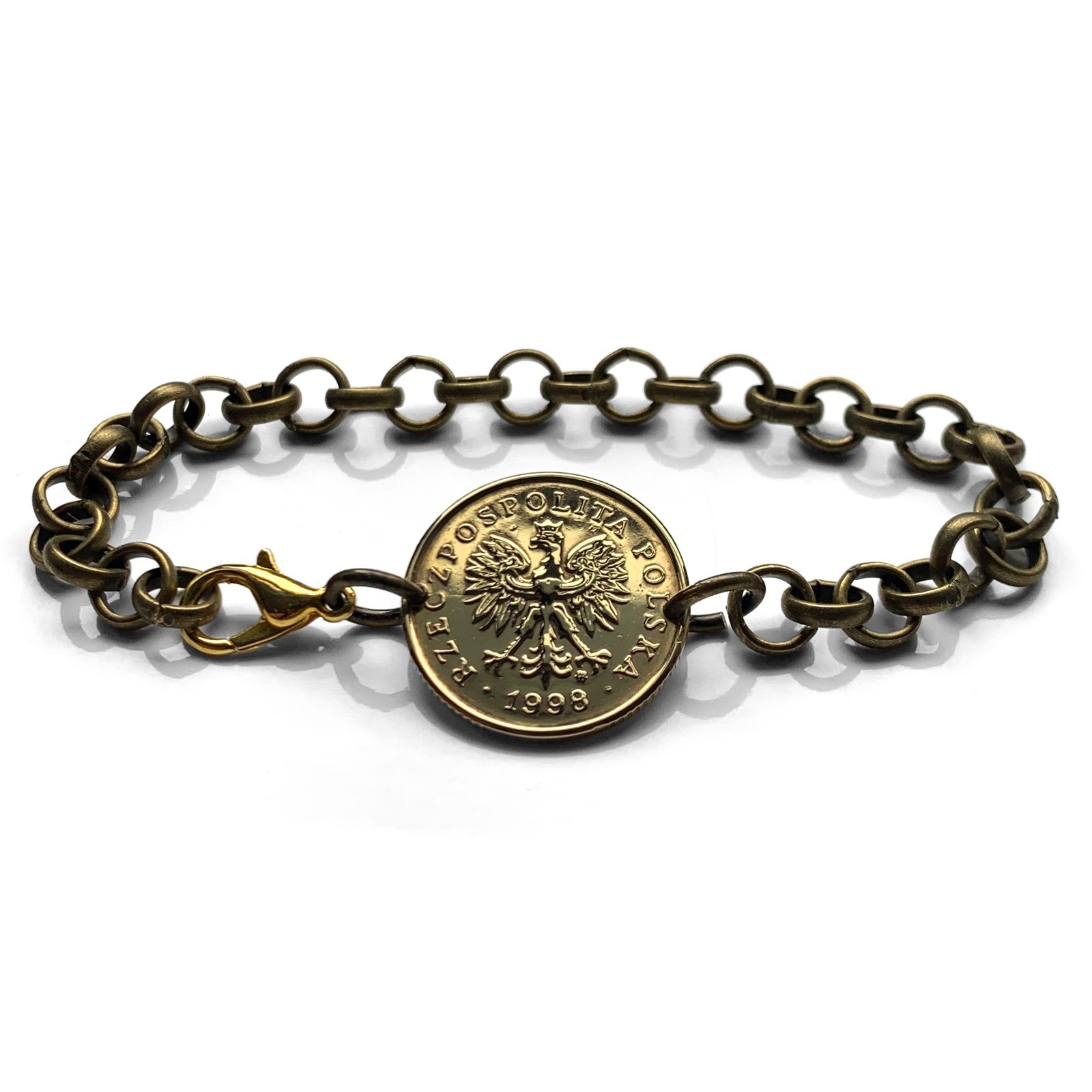 1998 Poland Polska 5 Groszy coin bracelet Polish eagle Warsaw Krakow Lodz 000086 gallery