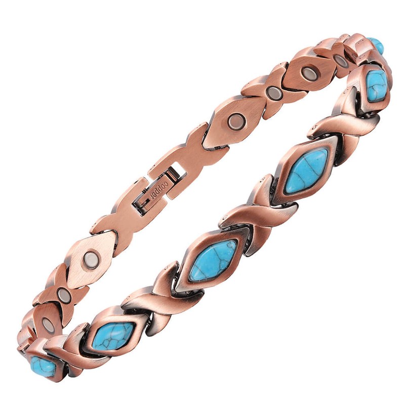 Turquoise Pure Copper Magnetic Bracelet Arthritis Pain Relief Energy Power Women gallery