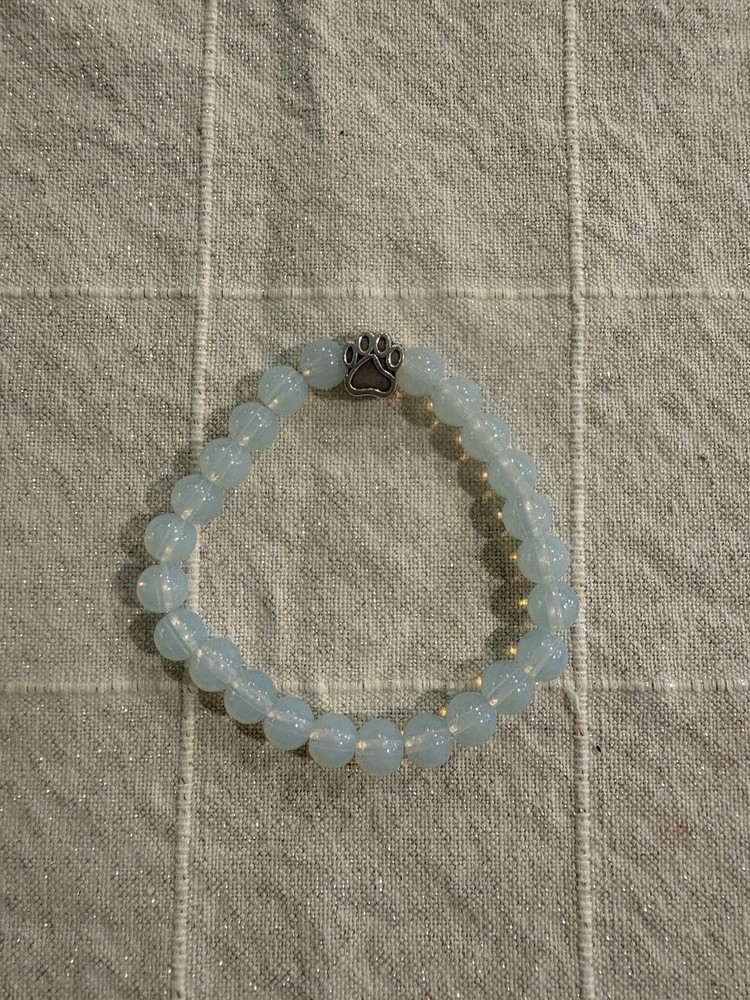 Light Blue Beaded Bracelet Paw Print New
