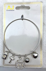 Metal & Plastic Silver Tone Expandable Charm Bracelet for Kids or Tweens