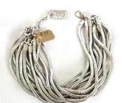 Karine Sultan Multistrand Silver Plating Snake Chain Bracelet 8″ -9″ ~ NEW