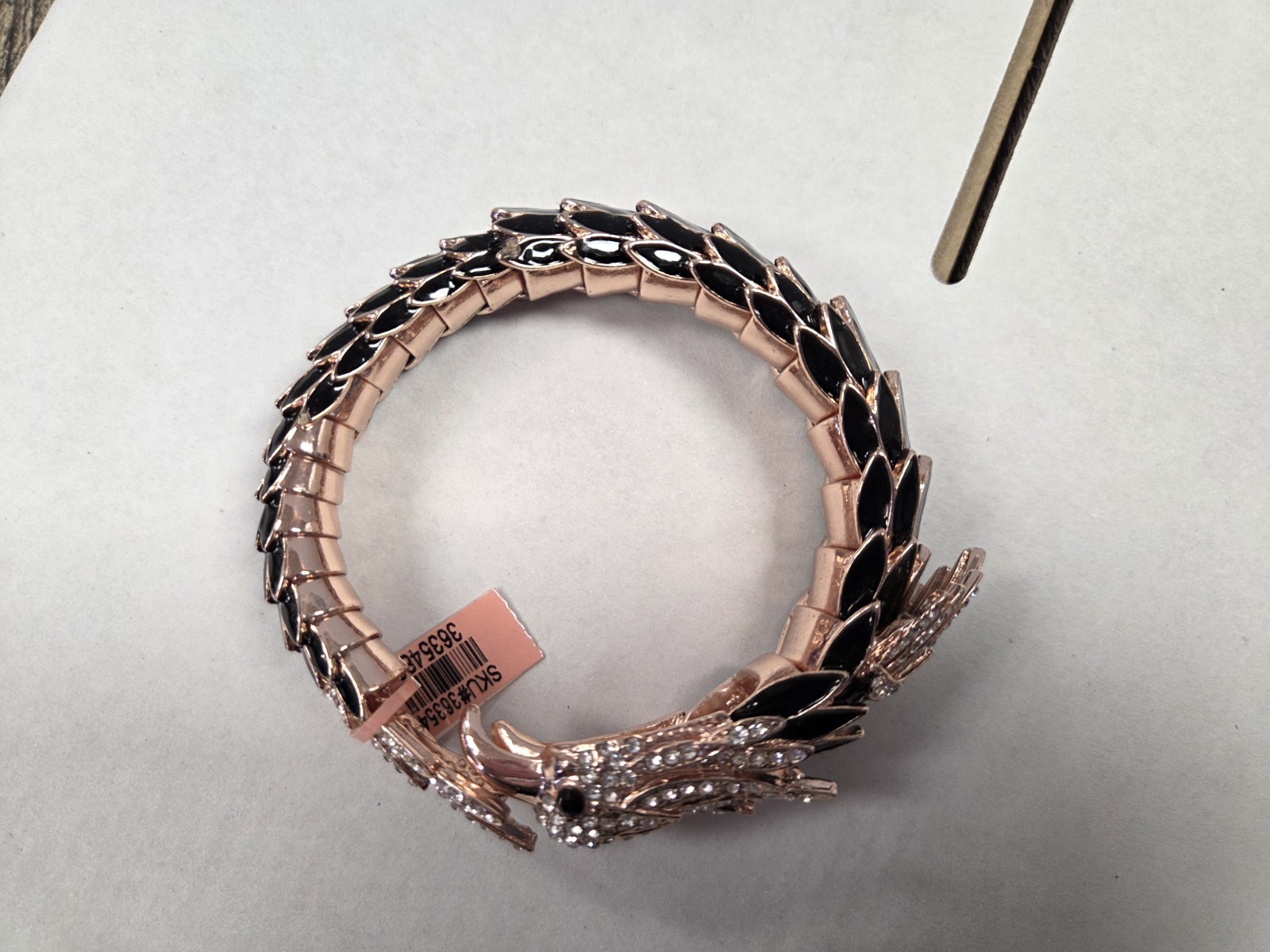 Austrian Crystals Enamel Eagle Bangle Bracelet 7" Rose Gold Black gallery