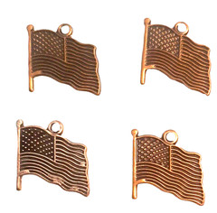 4 Flag Charms Silver and Gold Toned 5/8 inch Wide