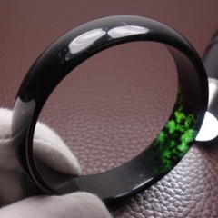 59mm Chinese 100% Natural Black Green Xiu Jade Bracelet Bangle A-057