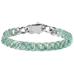 Real Grade A Natural Blue Jadeite Jade Chain Cuban Curb Bracelet 5.9-6inch