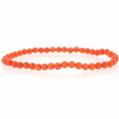 4mm Lab Created Pink Coral Beads Stretch Bracelet