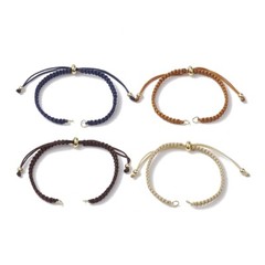 12pcs 4 Pure Colors Braided Nylon Cord Slider Bracelet DIY Jewelry Making Chain