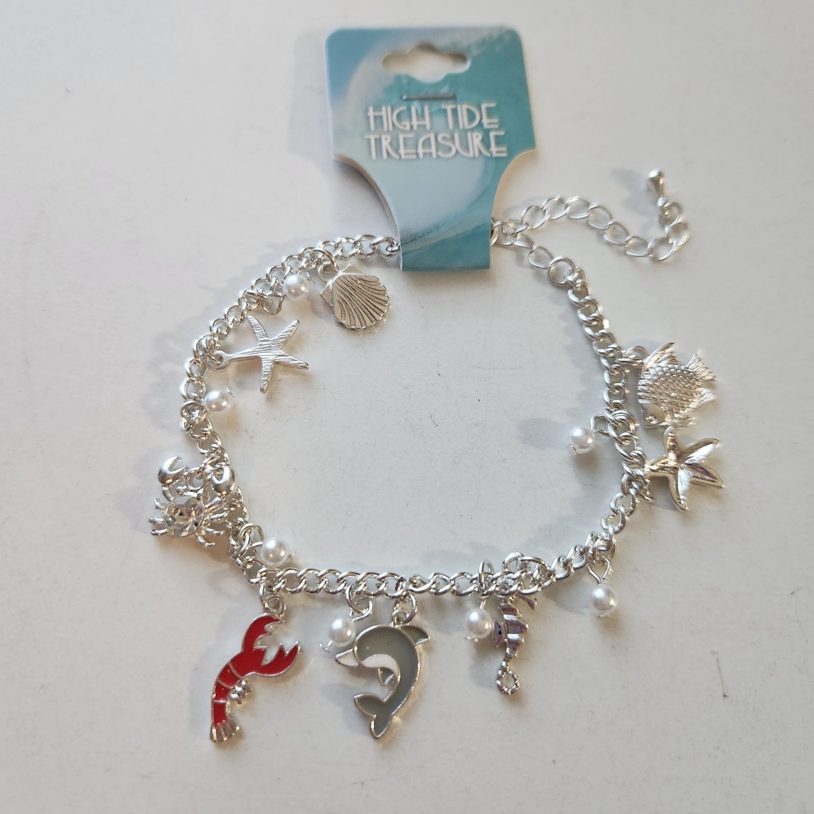 High Tide Treasure Silver-Tone Ocean Charm Bracelet With Shell Starfish & Dolphi gallery