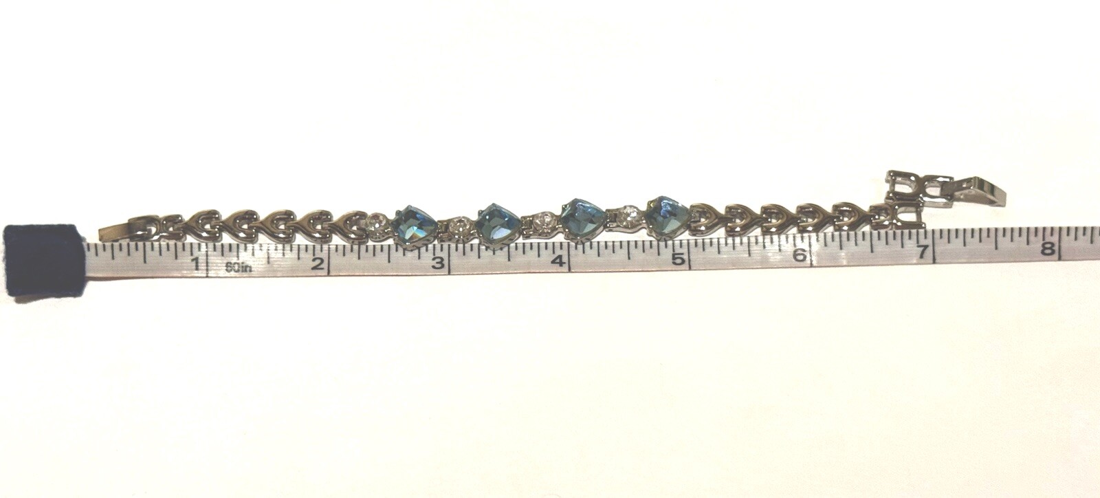 Light Blue & Clear Rhinestones Bracelet adjustable 6.5"-7.5" Stamped China gallery