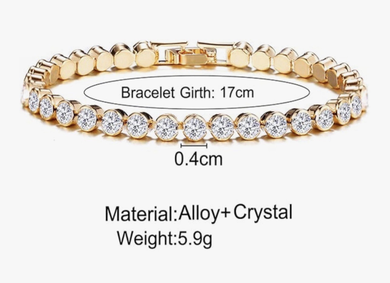 Gold Plated Alloy Tennis Bracelet Crystal Cubic Zirconia 7” gallery