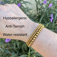 Gold Ball Stretch Bracelet – Water Resistant Nickel Free Tarnish Free