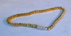 Anne Klein Crystal Skinny Foldover Clasp Tennis Bracelet 7″