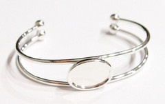2 of 18x13mm Silver Plated Cuff Bracelet Settings, 4 Cameos, Cabochons or Glass