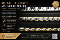 Magnetic Therapy Bracelet Stainless Steel Sterling Silver Tone Unisex New