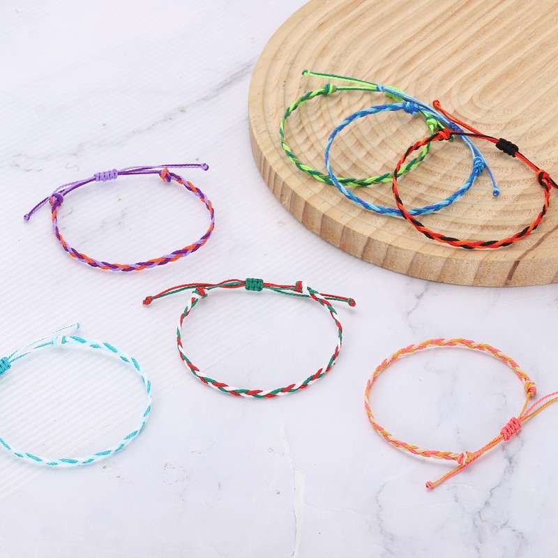 4Pcs Braided Rope Bracelets, Adjustable Woven Bracelet, Tricolor Blue-Purple gallery