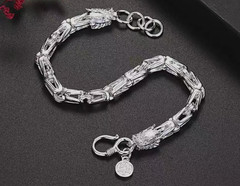 Bracelet 8-9 in .925 Sterling Silver Byzantine Double Dragon Head Spiga Wheat