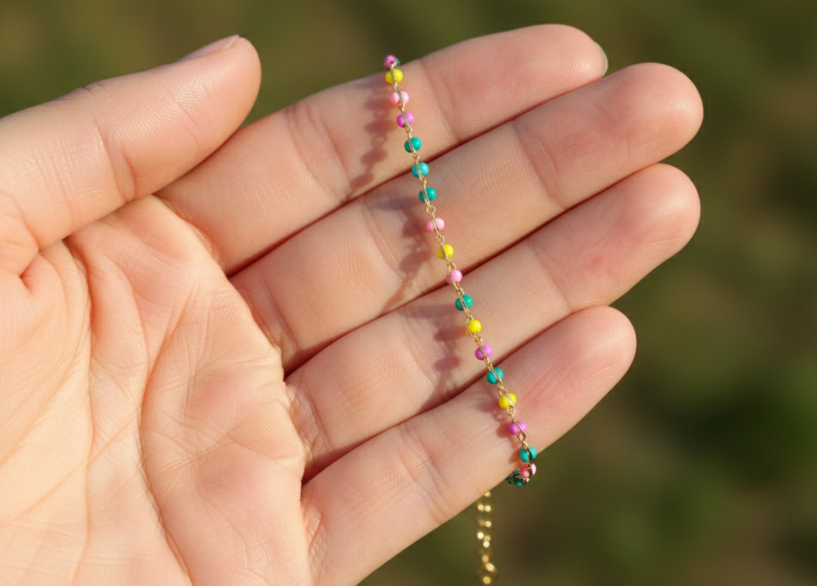 Gold Tone Bracelet 18K Gold Plated Multi-Color Beaded Boho Designer Bracelet gallery