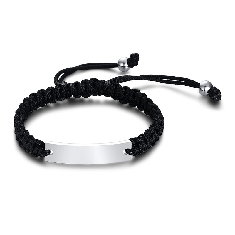 Personalized Custom Engraving Braided Rope Bracelet Wristband Adjustable Bangle gallery
