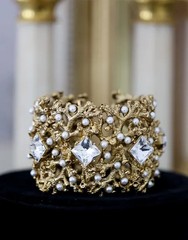 Kenneth Jay Lane 18K Gold Plated, Crystals, Pearls, Coral Theme Bracelet