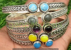 Larimar & More Gemstone Bangle 1pcs Wholesale Lots 925 Silver Plated Jewelry
