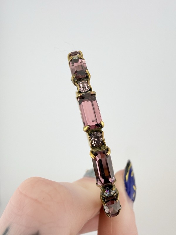 SORRELLI BRASSTONE PURPLE & PINK CRYSTAL 6 3/4” CUFF BRACELET K474D gallery